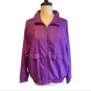 VTG Lavon by Cheerful Corp 90s Purple Windbreaker Full Zip Jacket L Mini Checks
